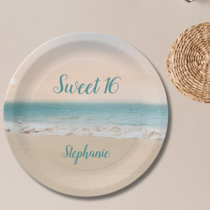 Simple Beach Sweet 16 Pappteller