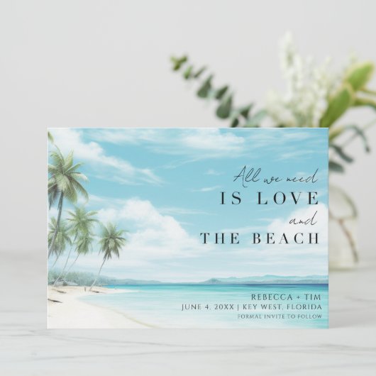 Simple Beach Wedding Foto Save The Date (Stehend Vorderseite)