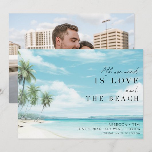 Simple Beach Wedding Foto Save The Date (Vorne/Hinten)