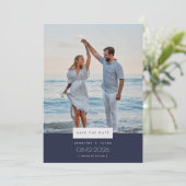 Simple Beach Wedding Foto Save the Date Einladung (Stehend Vorderseite)