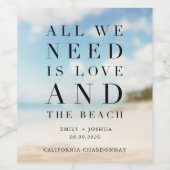 Simple Beach Wedding Gefallen Weinetikett (Einzelnes Label)