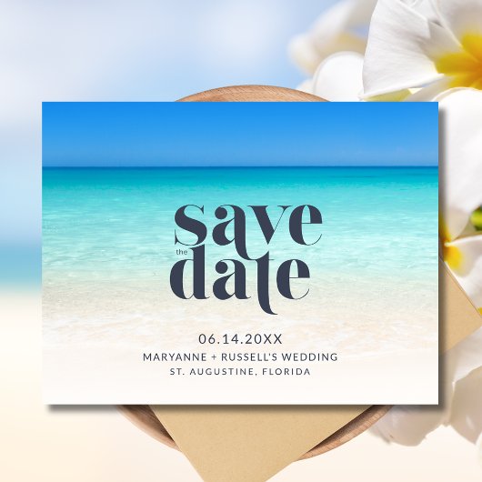 Simple Beach Wedding Save the Date Ankündigungspostkarte