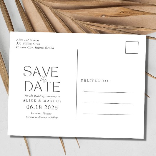 Simple Beach Wedding Save the Date Ankündigungspostkarte