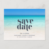 Simple Beach Wedding Save the Date Ankündigungspostkarte (Vorderseite)