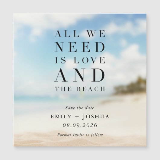 Simple Beach Wedding Save the Date Magnetkarte (Vorderseite)