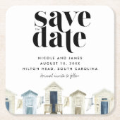 Simple Beach Wedding Save the Date Rechteckiger Pappuntersetzer (Vorderseite)