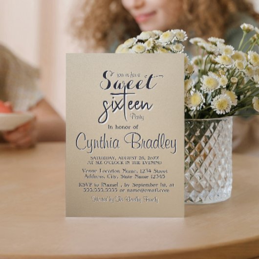 Simple Beige 16 . Geburtstag Birthday Party Einladung