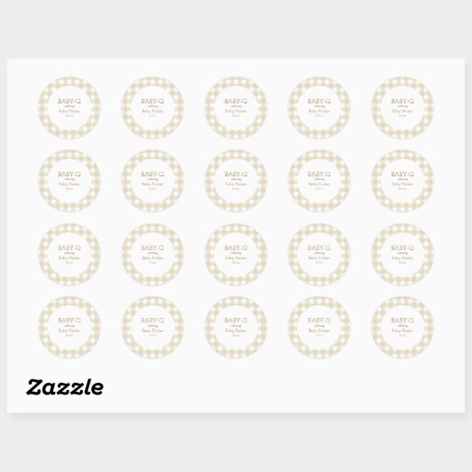 Simple Beige Gingham Baby Shower Sticker (Blatt)