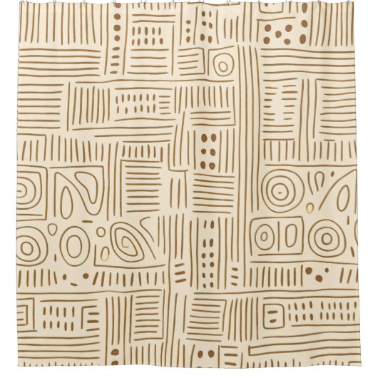 Simple Beige Japandi Duschvorhang (Vorderseite)