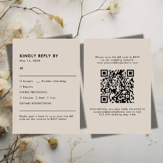 Simple Beige Meal Choice Wedding RSVP Card