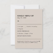 Simple Beige Meal Choice Wedding RSVP Card (Vorderseite)