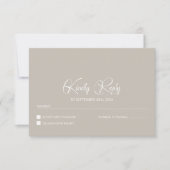 Simple Beige Wedding RSVP (Vorderseite)