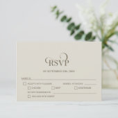 Simple Beige Wedding RSVP with Menu Options  Karte (Stehend Vorderseite)