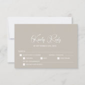 Simple Beige Wedding RSVP with Menu Options  Karte (Vorderseite)