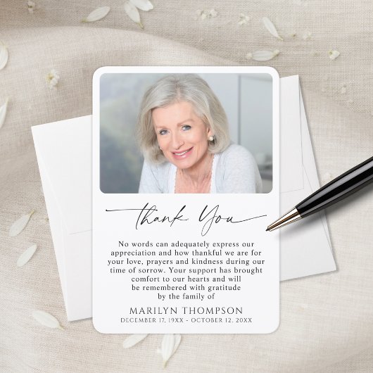 Simple Bereavement Funeral Memorial Photo Dankeskarte