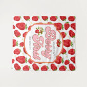 Simple Berry First Strawberry Geburtstag Hintergru Wandteppich (Vorderseite (Horizontal))