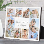 Simple Best Mom Photo Collage Fotoplatte<br><div class="desc">Personalized "Best Mom" Photo Plaque with Easel Stand. This simple and elegant photo plaque with an easel stand is a beautiful way to showcase cherished memories. The design features space for eight photos, arranged in a border around the edges, while keeping the focus on the meaningful text in the center....</div>