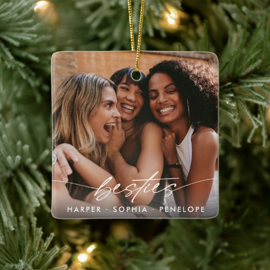 Simple Besties Create Your Own Photo Modern Script Keramikornament (Baum)