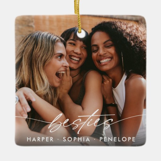 Simple Besties Create Your Own Photo Modern Script Keramikornament (Vorderseite)