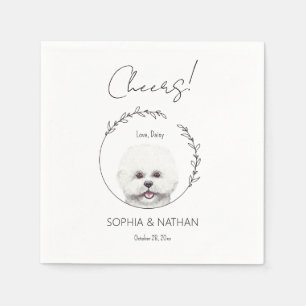 Simple Bichon Frise Dog Wedding Cocktail Serviette