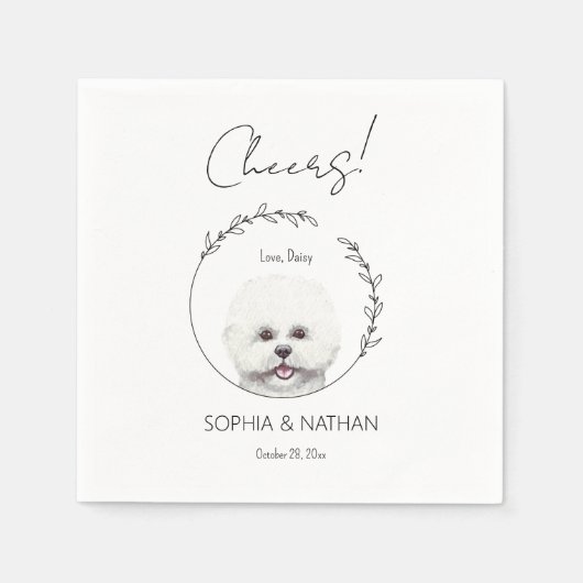 Simple Bichon Frise Dog Wedding Cocktail Serviette (Vorderseite)
