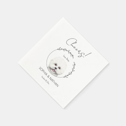 Simple Bichon Frise Dog Wedding Cocktail Serviette (Ecke)