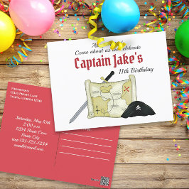 Simple Birthday Kids Pirate Treasure Map Whimsical Postkarte