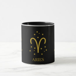 Simple Black and Gold  Aries Zodiac Coffee Tasse