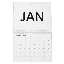 Simple Black and White 2026 Kalender