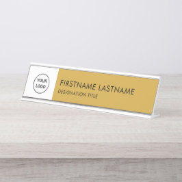 Simple Black and White - Add Logo, Name, Title Schreibtischnamensplakette