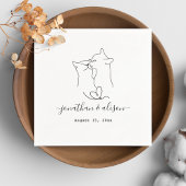  Simple Black and White Cat Modern Wedding  Serviette