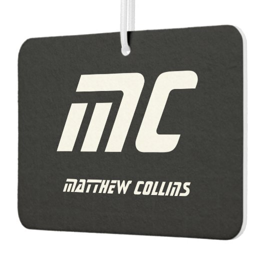 Simple Black and White Cool Personalized Monogram Autolufterfrischer (Links)