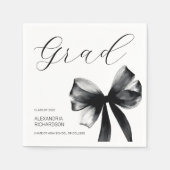 Simple Black and White Cute Bow Graduation Party Serviette (Vorderseite)