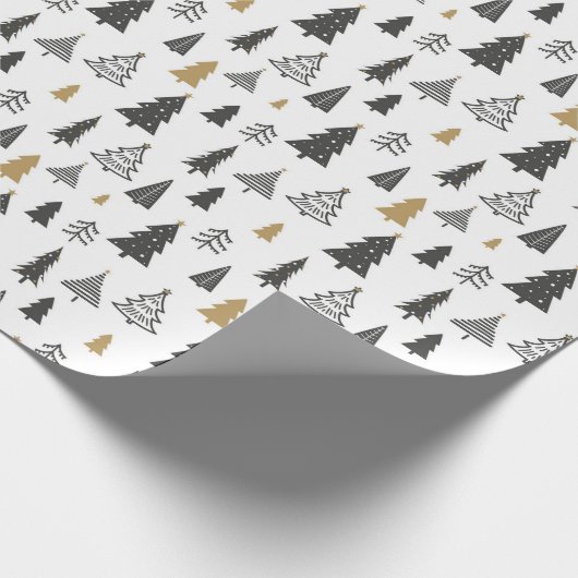 Simple Black and White Doodle Christmas Modern Geschenkpapier (Ecke)