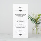 Simple Black and White Elegant Wedding | Menu Menükarte (Stehend Vorderseite)