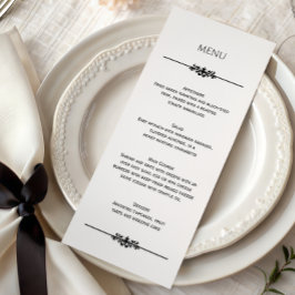 Simple Black and White Elegant Wedding | Menu Menükarte