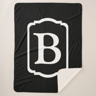 Simple Black and White Framed Monogram Sherpadecke