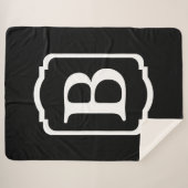 Simple Black and White Framed Monogram Sherpadecke (Vorderseite (Horizontal))