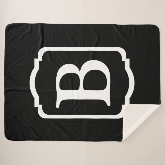Simple Black and White Framed Monogram Sherpadecke (Vorderseite (Horizontal))