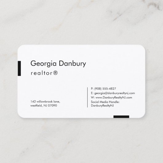 Simple Black and White Luxury Realtor  Visitenkarte (Rückseite)