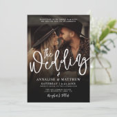 Simple Black And White Overlay Photo Wedding Einladung (Stehend Vorderseite)