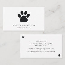Simple Black and White Paw Print Dog Groomer