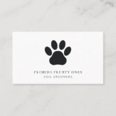 Simple Black and White Paw Print Dog Groomer Visitenkarte (Vorderseite)