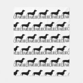 Simple Black and White Personalized Doxie Blanket Fleecedecke (Vorderseite)