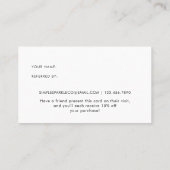 Simple Black and White Refer a Friend Empfehlungskarte (Rückseite)