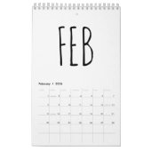 Simple Black and White Script Writing 2026 Kalender (Feb 2026)