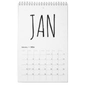 Simple Black and White Script Writing 2026 Kalender (Jan 2026)