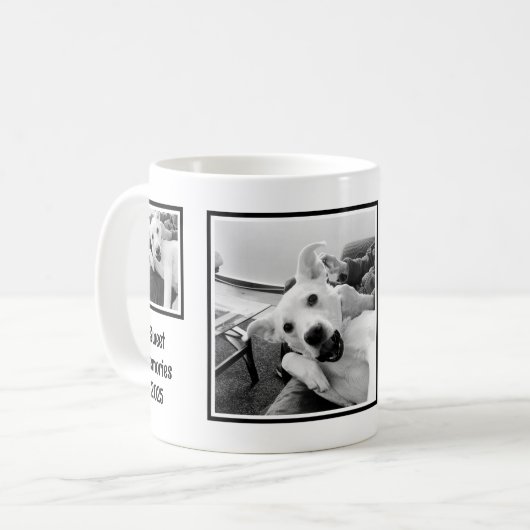 Simple Black and White Three Photo Minimalist 2025 Kaffeetasse (Vorderseite Links)