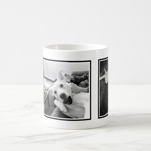 Simple Black and White Three Photo Minimalist 2025 Kaffeetasse (Mittel)