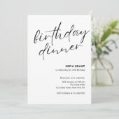 Simple Black and White Unisex Birthday Dinner Einladung (Stehend Vorderseite)